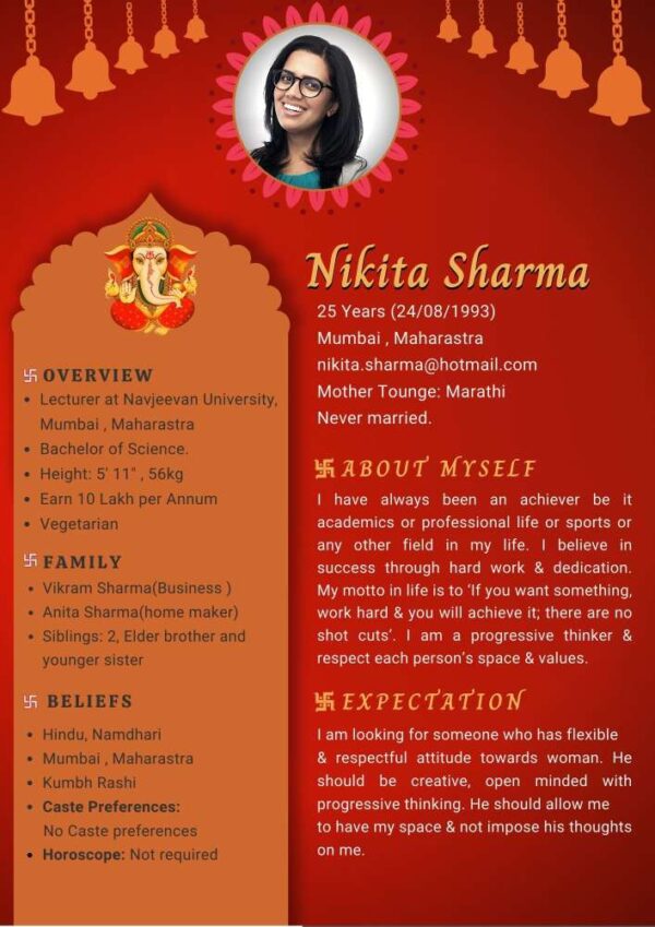 Design Perfect Biodata Format For Marriage 50 Unique Design Template Pdf Word And Images 3333