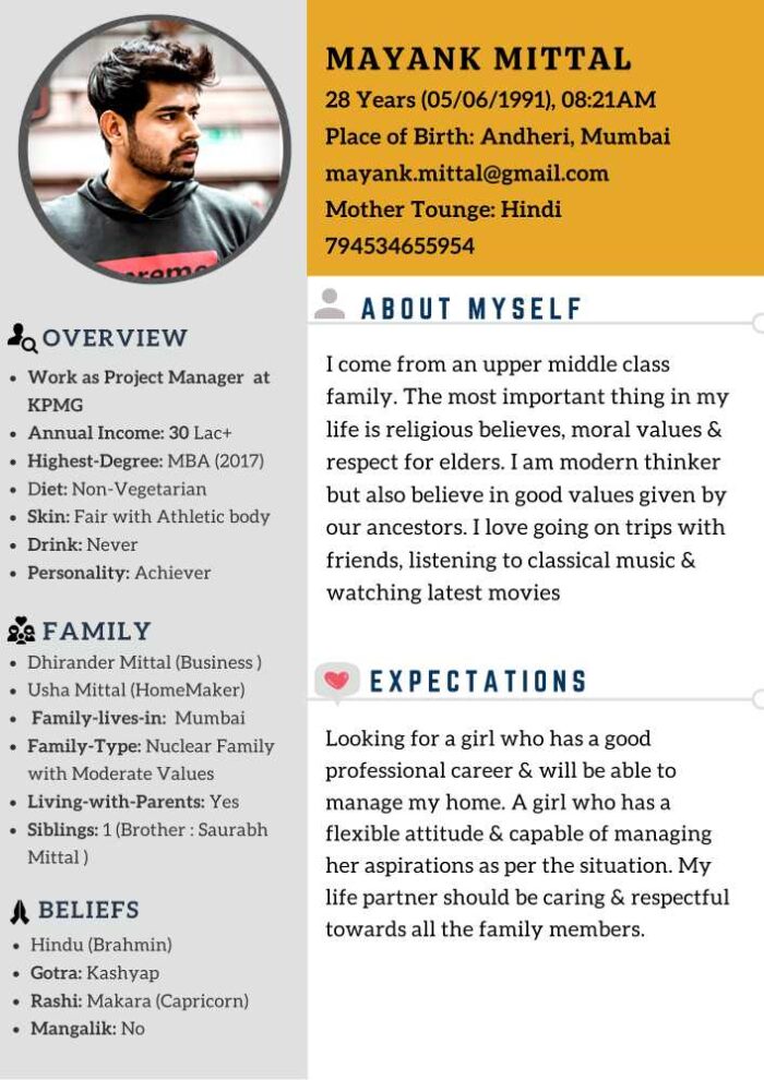 Marriage Profile Template Free Download
