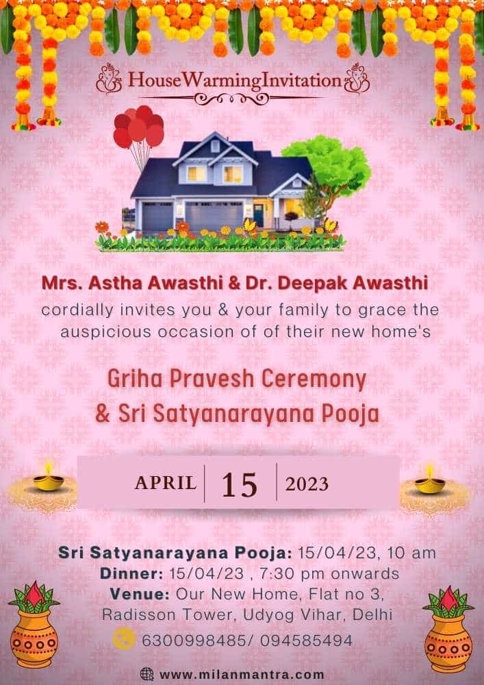 Griha Pravesh Invitation Card  Vastu Shanti Invite  Happy Invites