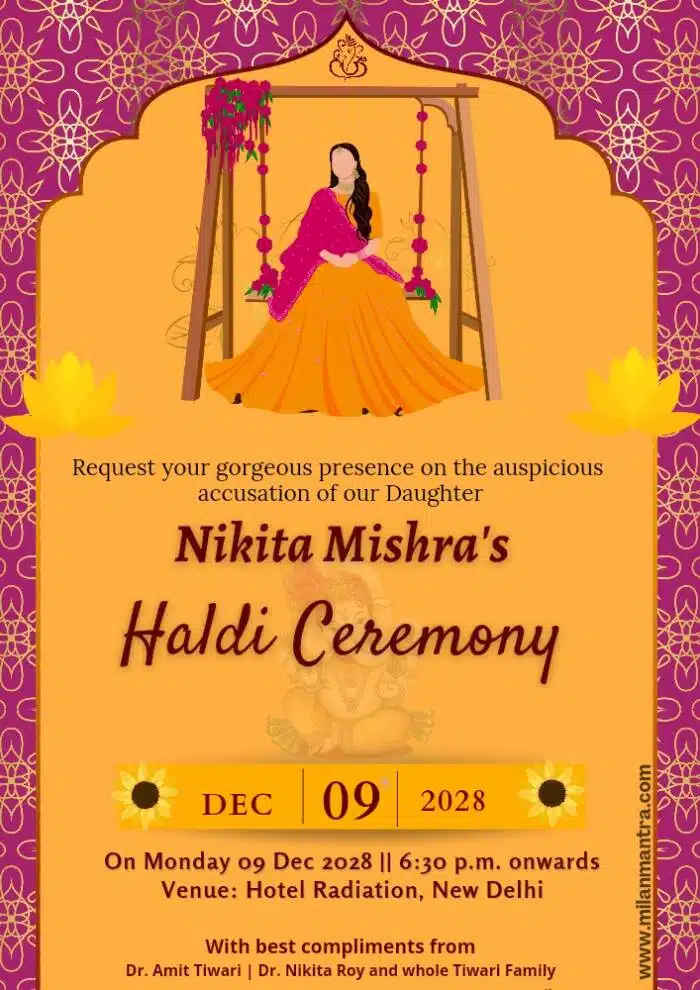 Beautiful Collection Of Haldi Invitation Card For Download
