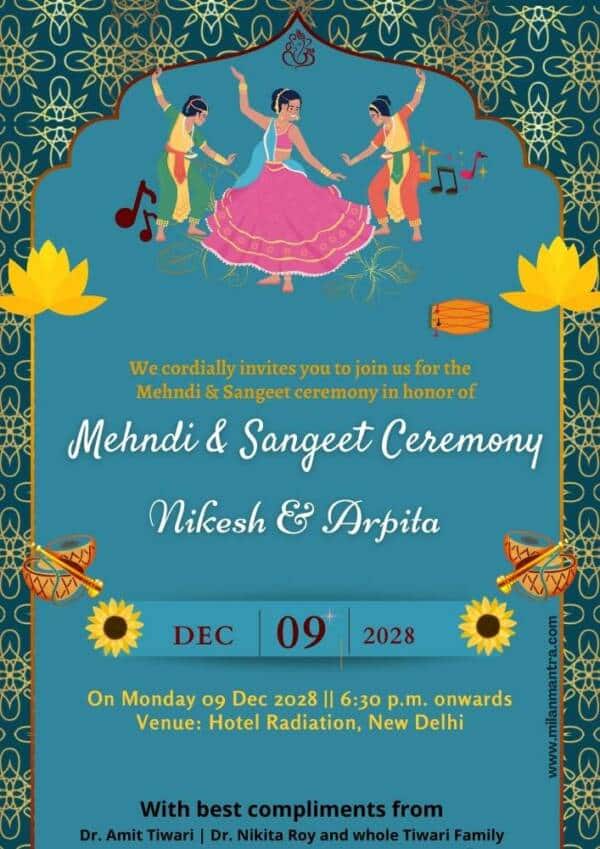 Sangeet Invitation Card