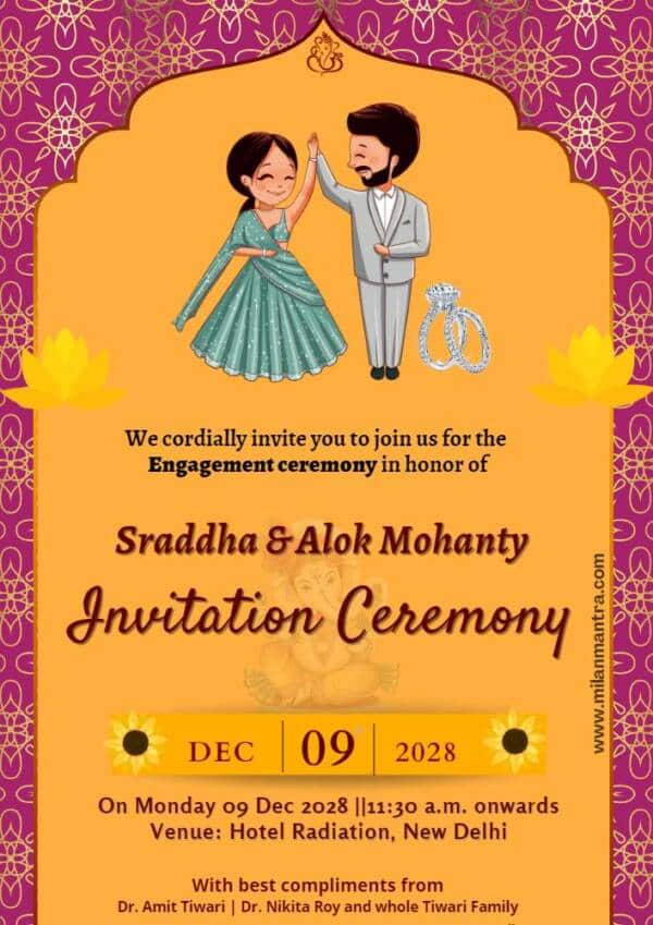 engagement invitations card milan mantra 1