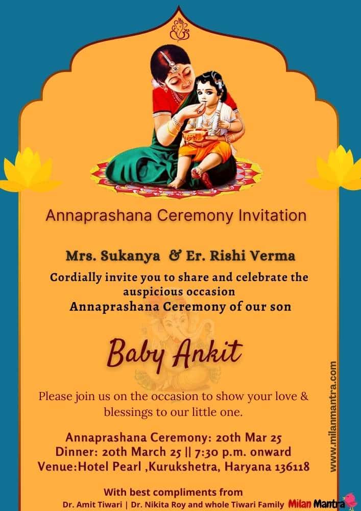 himsical Naming Ceremony Invitation Card for Baby's Celebration