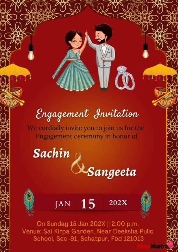 modern indian engagement invitation cards