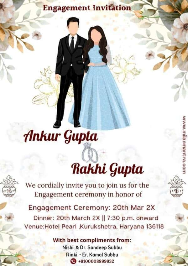 Engagement invitation card in english