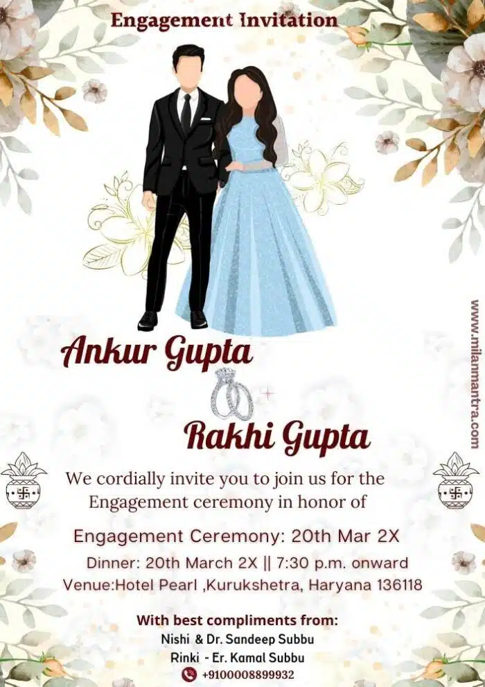 Engagement invitation card in english
