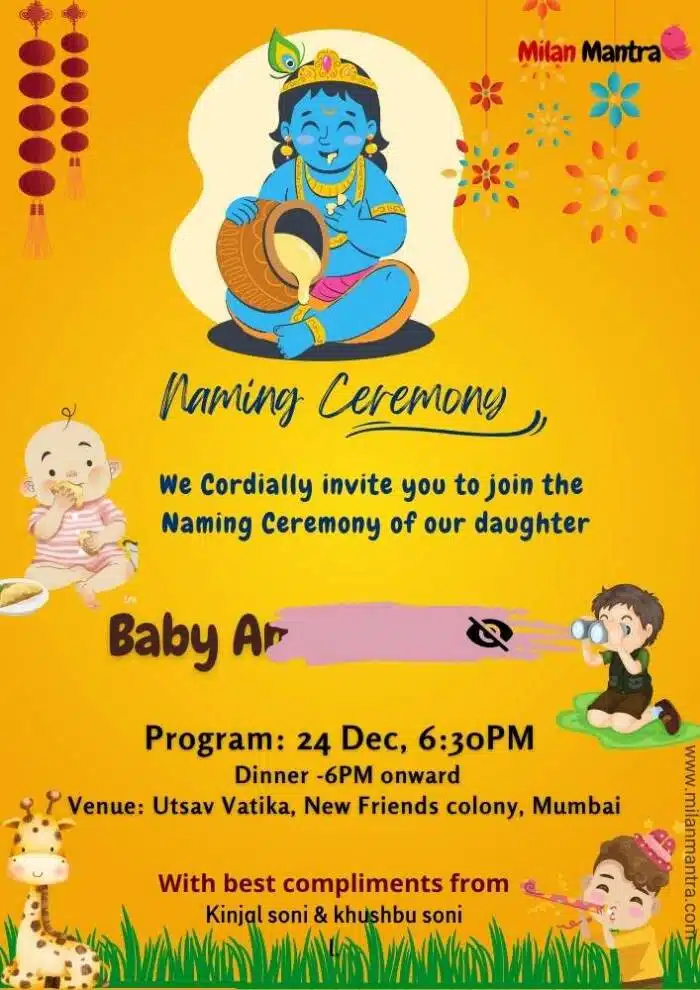 naming ceremony invitation card for baby boy template