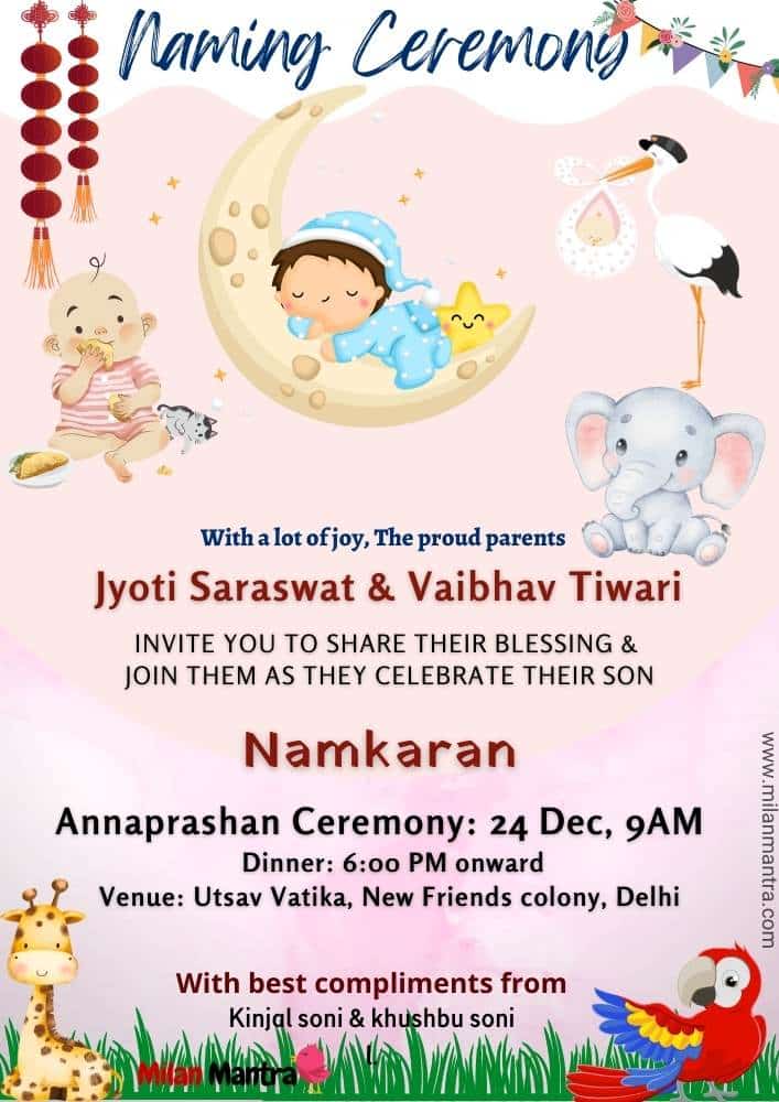 Enchanting Naming Ceremony Invitation Card Design for Baby
