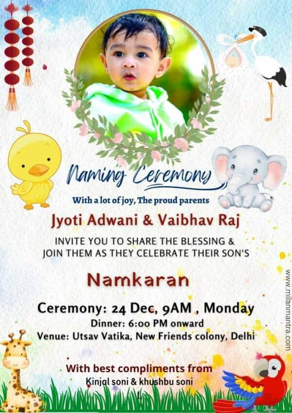 Customised Baby naming ceremony invitation card