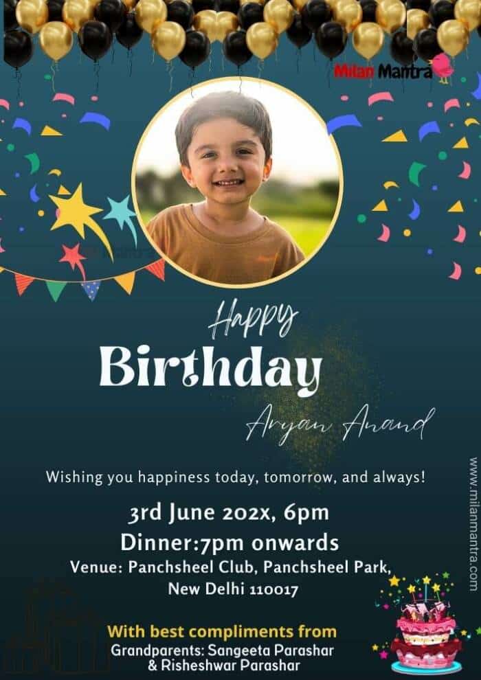 Unique birthday invitation card online.