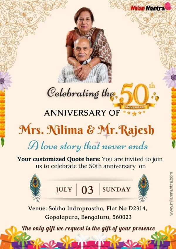 25th anniversary invitation card for parents